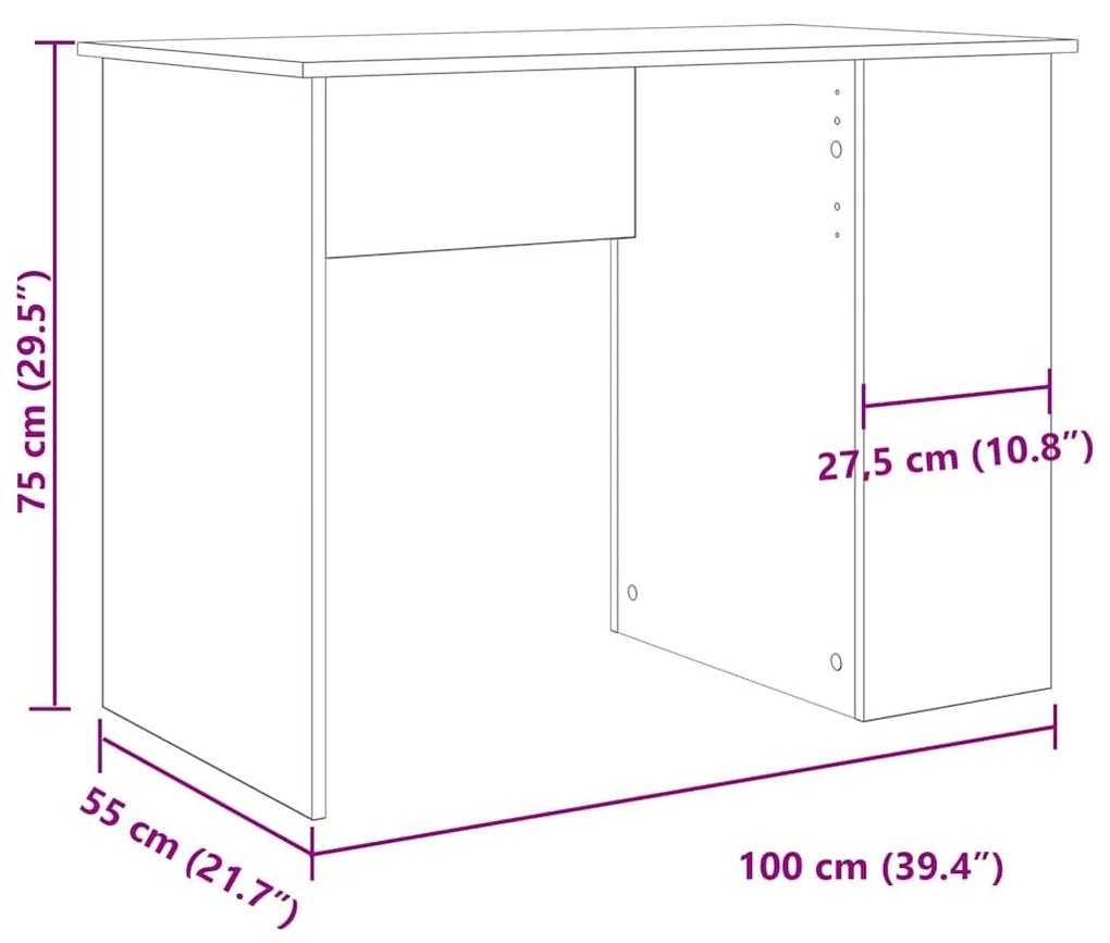 Γραφείο Παλιό ξύλο 100x55x75 cm Κατασκευασμένο ξύλο - Καφέ