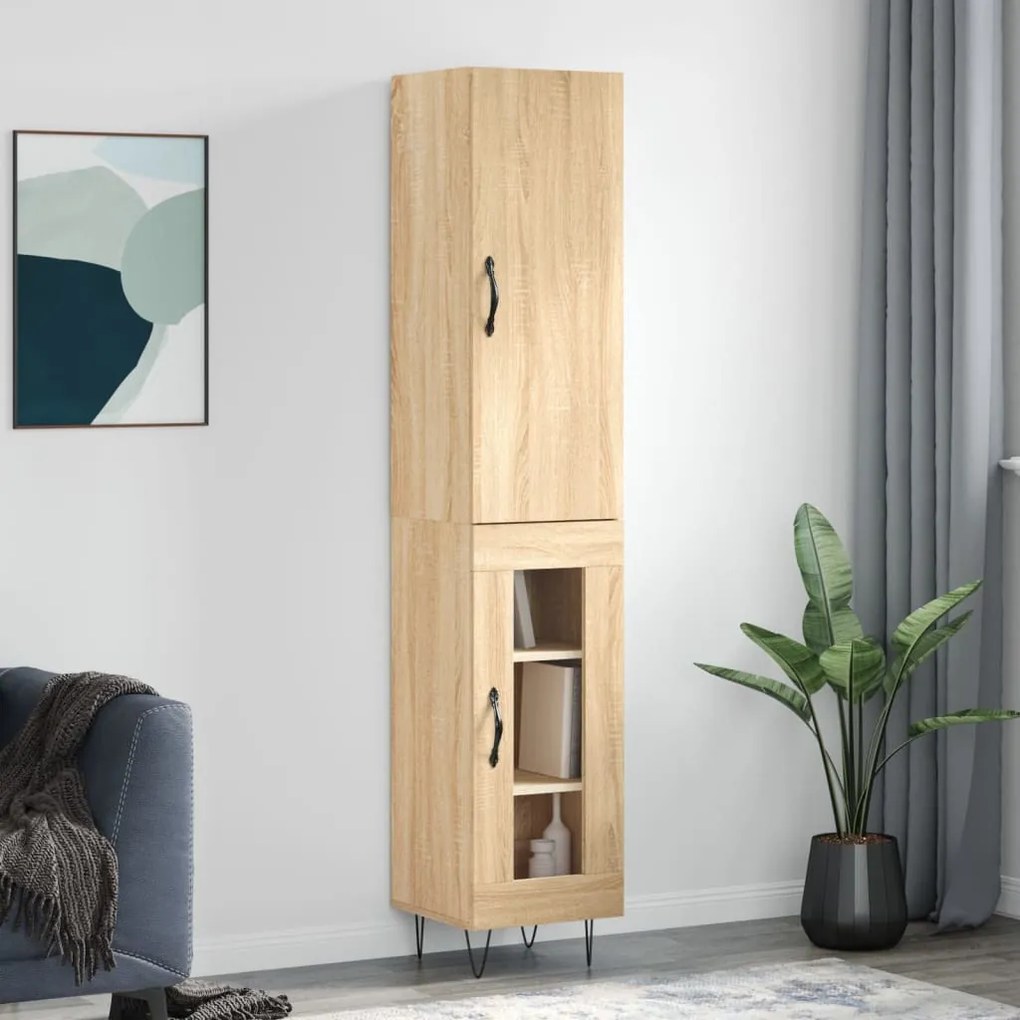 vidaXL Μπουφές Sonoma δρυς 34,5 x 34 x 180 εκ. από Επεξεργασμένο Ξύλο