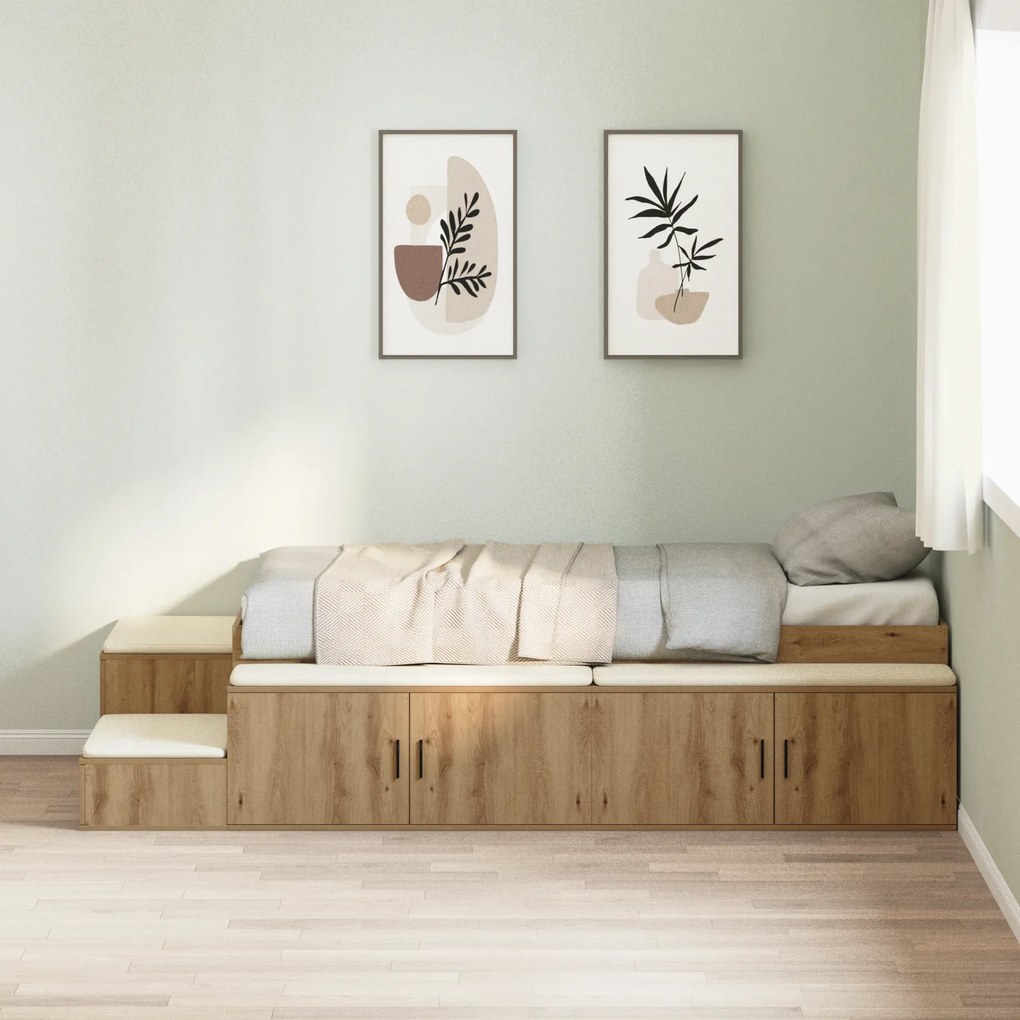 vidaXL Κρεβάτι με αποθηκευτικό χώρο artisan δρυς 244 x 118 x 53.5 εκ.