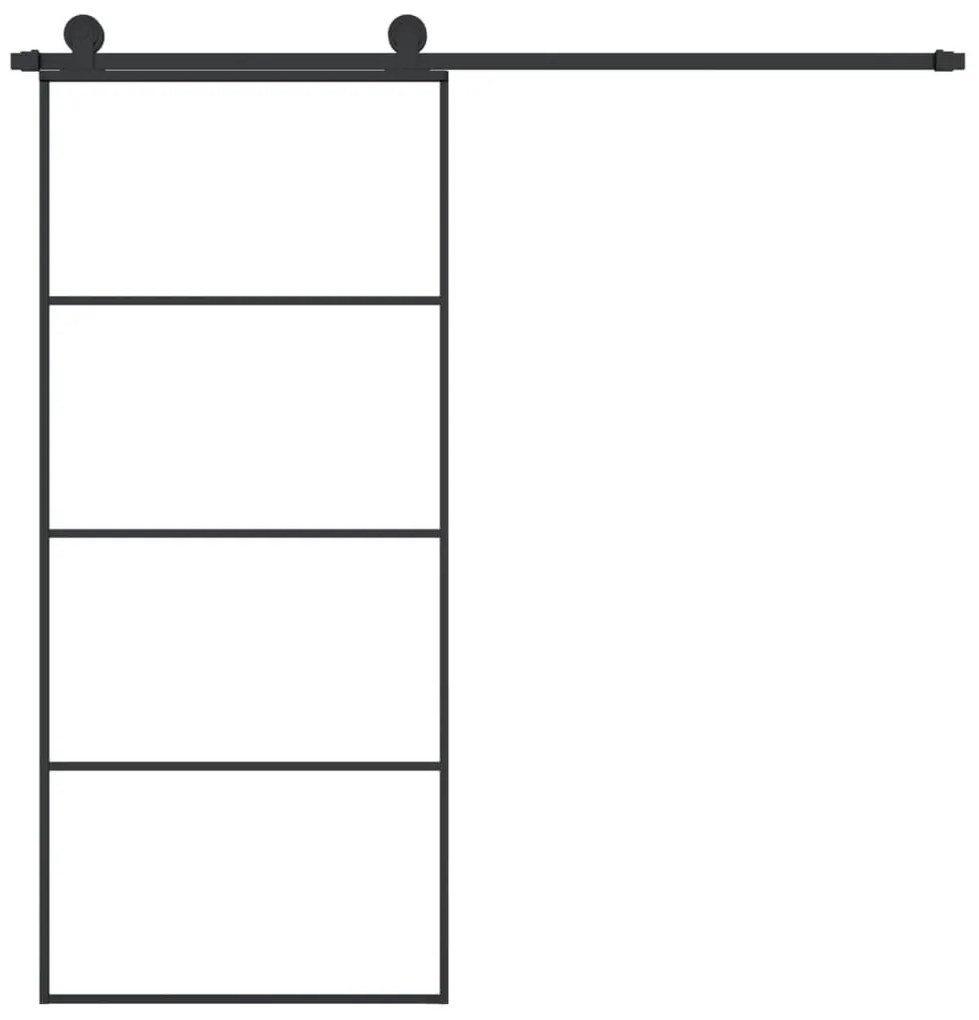 Συρόμενη Πόρτα με Μηχανισμό 90x205 εκ. Γυαλί ESG &amp; Αλουμίνιο - Μαύρο