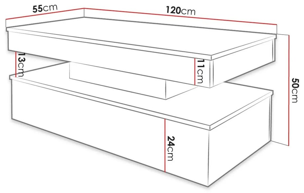 Τραπεζάκι σαλονιού Merced N100, Άσπρο, Γυαλιστερό λευκό, 50x55x120cm, 41 kg, Ινοσανίδες μέσης πυκνότητας, Γωνιακό | Epipla1.gr