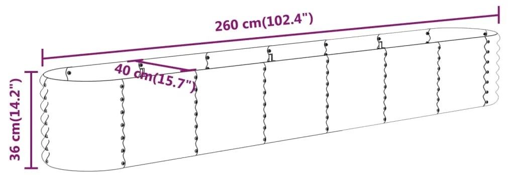vidaXL Ζαρντινιέρα Πράσινη 260x40x36 εκ Γαλβανισμένος χάλυβας
