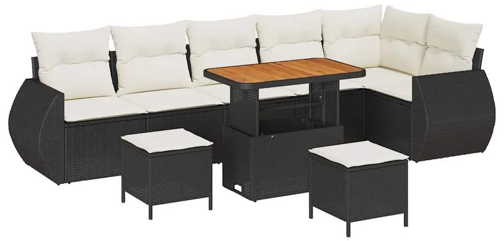 vidaXL Σετ Καναπέ Κήπου 9 pcs Μαύρο συνθετικό ρατάν