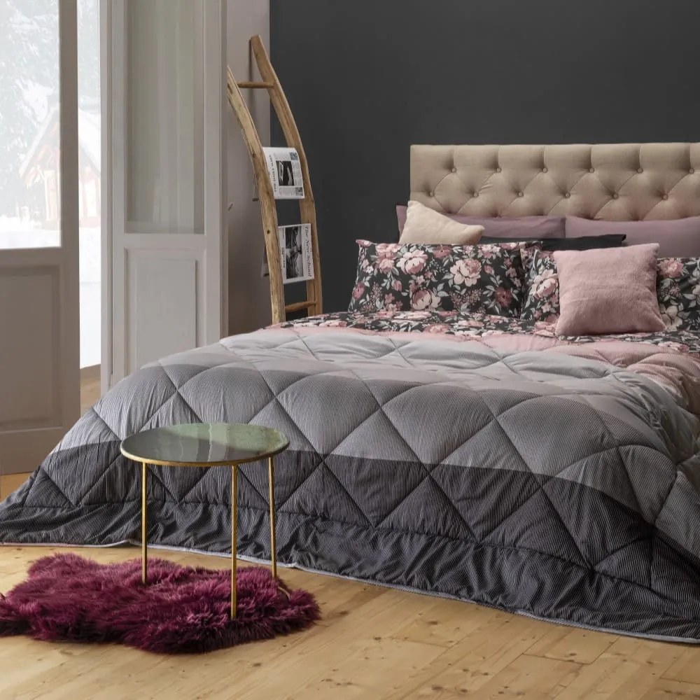 Amo la Casa Πάπλωμα King Size 260x250 Microsatin Printed - Kenneth Μπορντώ/Μαύρο