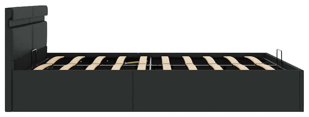 vidaXL Πλαίσιο Κρεβατιού Αποθ. Χώρο/LED Μαύρο 180x200 εκ. Δερματίνη