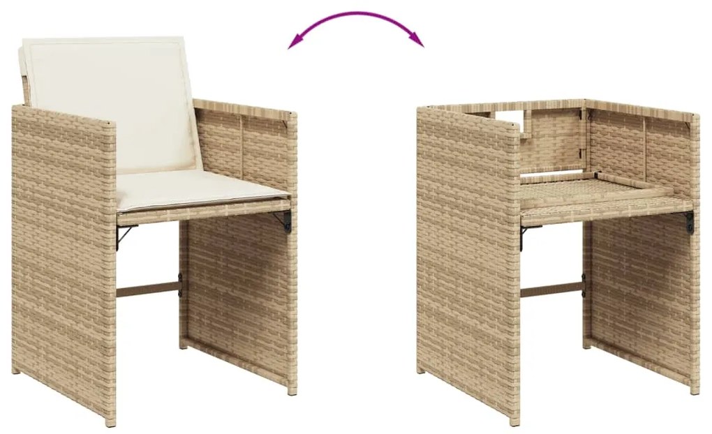 vidaXL Σετ Τραπεζαρίας Κήπου 17 τεμ. Μπεζ Συνθετικό Ρατάν με Μαξιλάρια