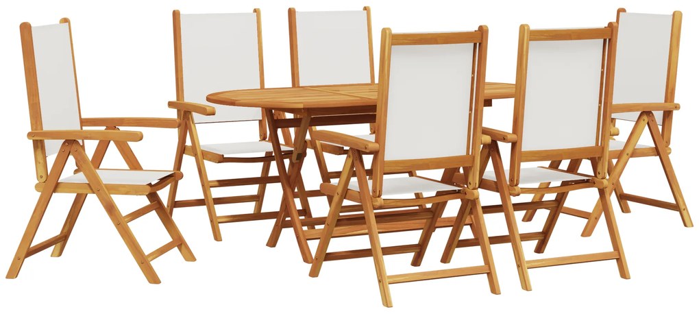vidaXL Σετ Τραπεζιού Κήπου 7 pcs Κρεμ λευκό Σετ 6 Θέσεων