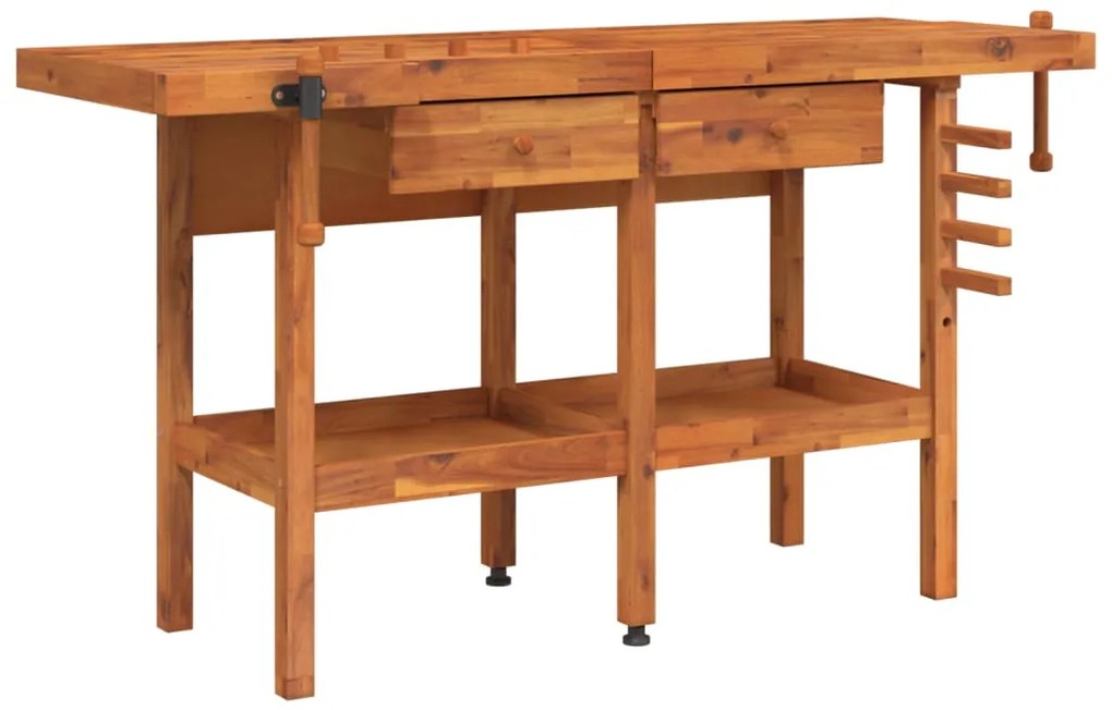 vidaXL Πάγκος Εργ. Συρτάρια/ Μέγγενες 162x62x83 εκ. Μασίφ Ξύλο Ακακίας
