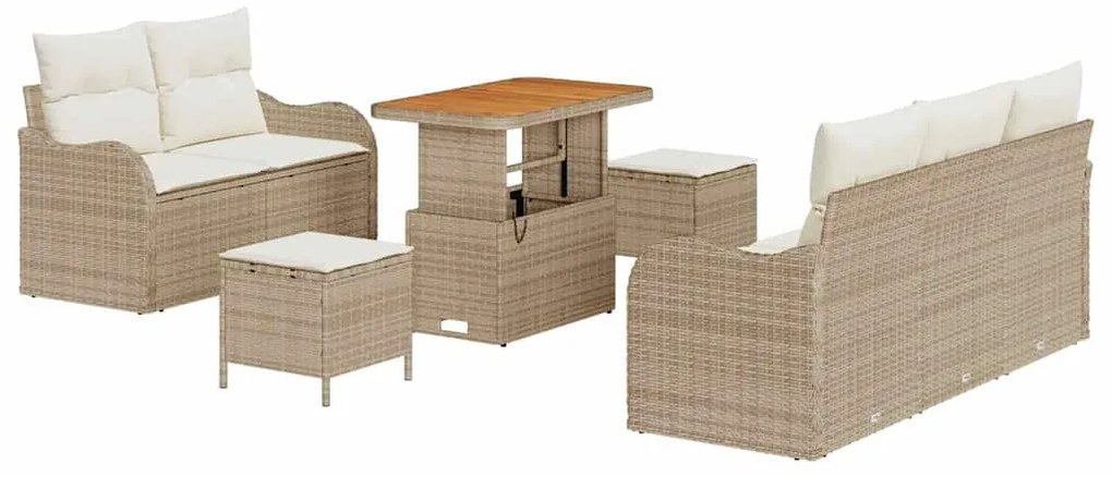 vidaXL Σετ Καναπέ Κήπου με μαξιλάρι 8 pcs Μπεζ, Κρέμα 90 x 55 x 71 cm