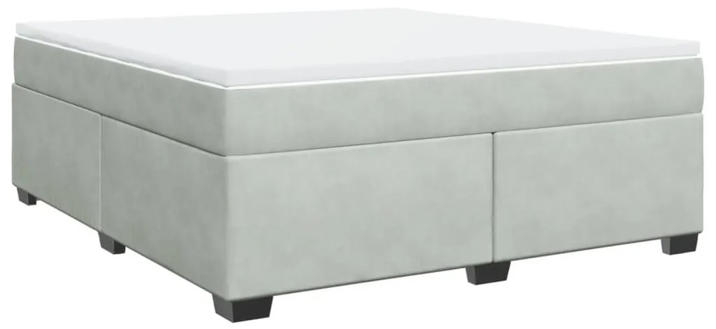 vidaXL Κρεβάτι Boxspring με Στρώμα Ανοιχτό Γκρι 180x200 εκ. Βελούδινο