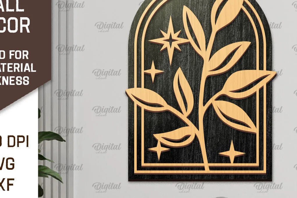 Σετ των 2 Intra απο ξύλο plywood 3mm-4mm πάχος Σχέδιο κοπής με λέιζερ διακόσμηση τοίχου Boho Δίασταση 30x20 cm INTRAFABR-103398538