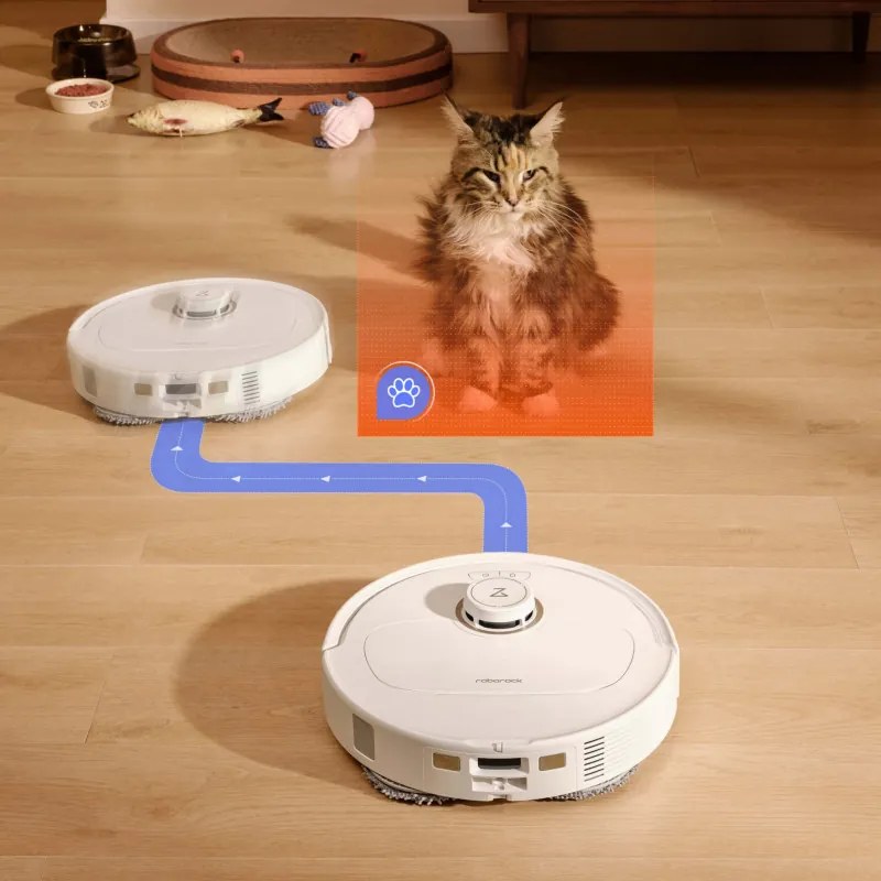 Ρομποτική ηλεκτρική σκούπα Roborock Q Revo Max V, 7000Pa, 180 λεπτά, 300 m2, Στεγνό/Μικρό, Wi-Fi, PreciSense® LiDAR + Reactive AI, Φωνητικός βοηθός, Λευκό