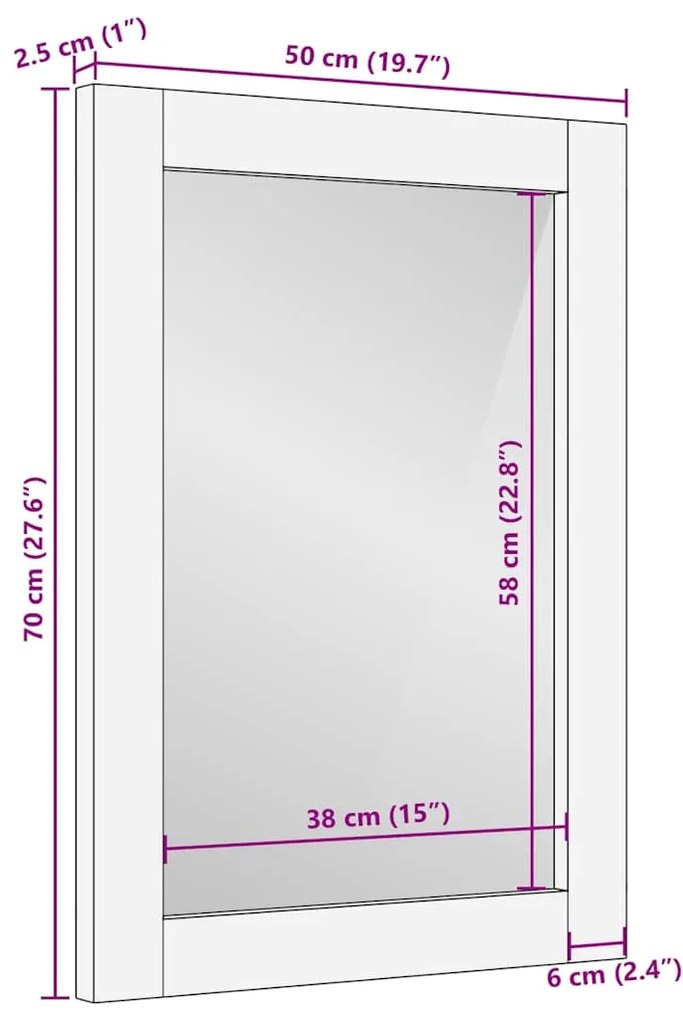 vidaXL Καθρέφτης Ανοιχτό καφέ 57 x 70 x 3 εκ Μασίφ ξύλο μάνγκο
