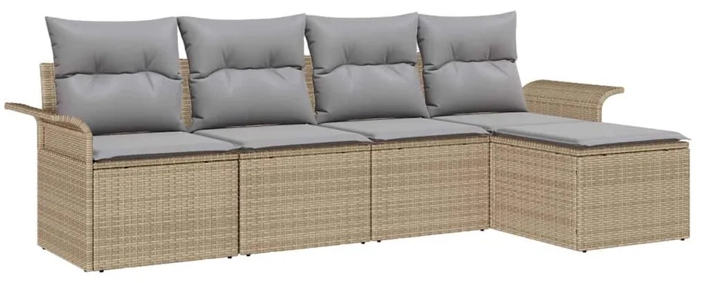 vidaXL Σετ Καναπέ Κήπου με μαξιλάρι 5 pcs Μπεζ Πολυ ράταν