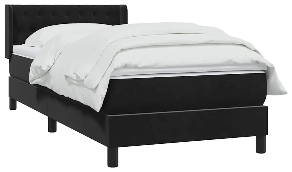 vidaXL Κρεβάτι Boxspring με Στρώμα Μαύρο 90x210 εκ. Βελούδινο