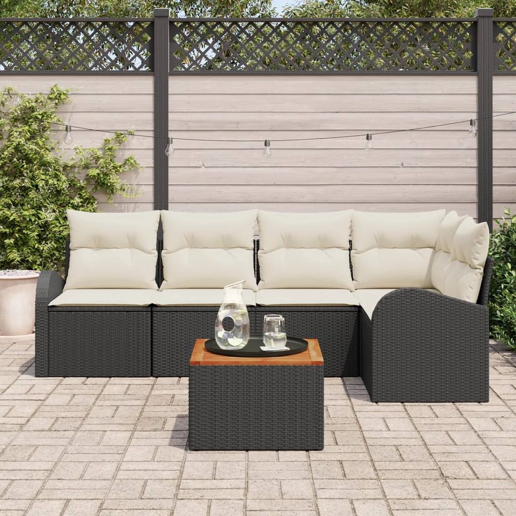 vidaXL Σετ Καναπέ Κήπου 6 pcs Μαύρος, λευκός Μεγάλο