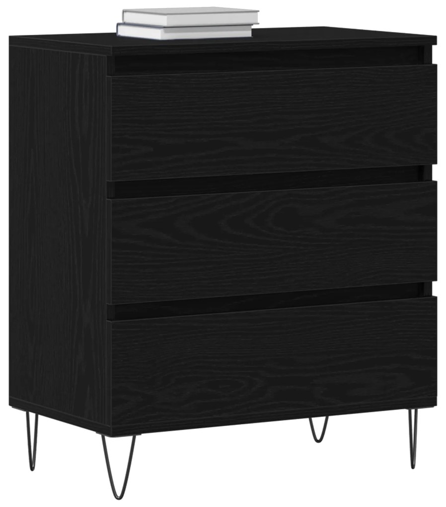 vidaXL Μπουφές με Συρτάρια Μαύρο Ξύλο 60x35x70 εκ. Κατασκευασμένο από Συνθετικό Ξύλο