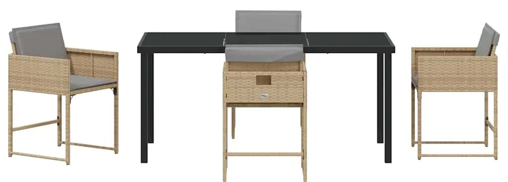 vidaXL Σέτ φαγητού για κήπο 5 pcs Μπεζ συνθετικό ρατάν