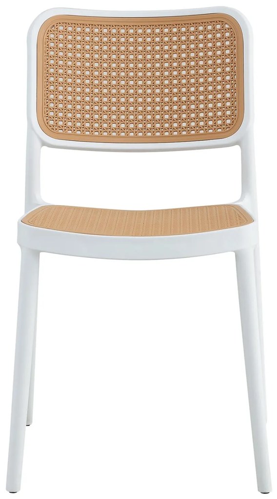 Καρέκλα ΜΕΚΟ C5934.01 Πολυπροπυλενίου Λευκή με Ψάθα Μπέζ 41x49x102Υ εκ. 41x49x102 εκ.