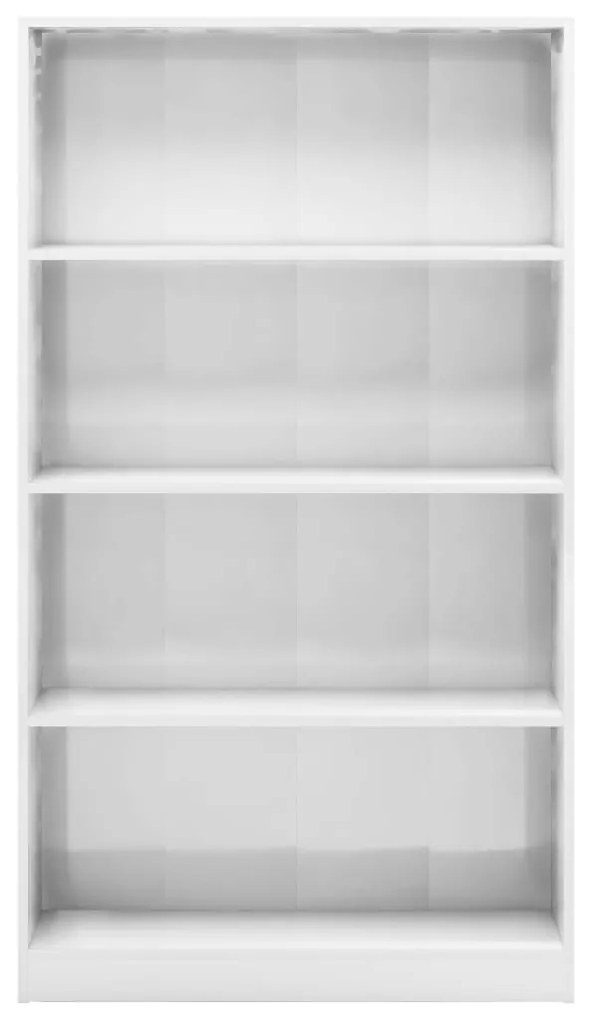 vidaXL Βιβλιοθήκη με 4 Ράφια Γυαλιστερό Λευκό 80x24x142 εκ Επεξ. Ξύλο