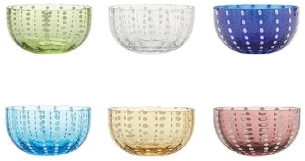 Μπωλ Παγωτού Perle (Σετ 6Τμχ) PR00899 380ml 11,5x6cm Multi Zafferano Glass