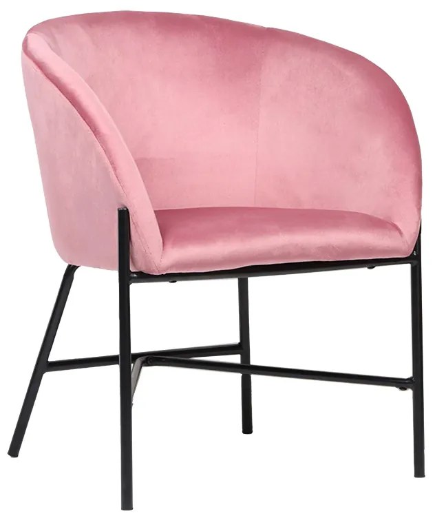 222-000018 Πολυθρόνα Julia pakoworld βελούδο ροζ 61x57x74εκ FABRIC - WOOD - METAL BLACK - PINK, 1 Τεμάχιο