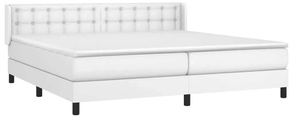 vidaXL Κρεβάτι Boxspring με Στρώμα Λευκό 200x200 εκ. Συνθετικό Δέρμα