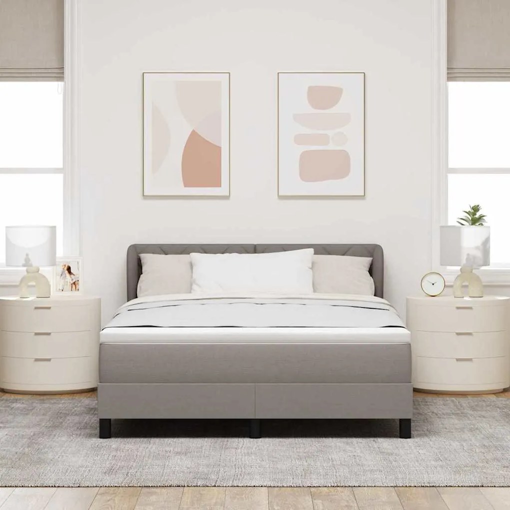 vidaXL Κρεβάτι box spring με στρώμα Taupe 140 x 200 cm ύφασμα
