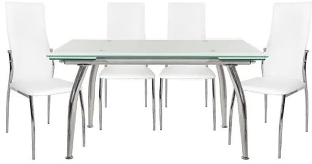 Σετ τραπεζαρίας C10011.01 5τμχ με Τραπέζι LOCA 120x80x75εκ. & Καρέκλες KIM Λευκές