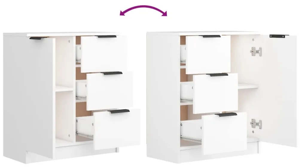 vidaXL Ντουλάπια 2 τεμ. άσπρο 60x30x70 εκ. Επεξεργασμένο Ξύλο