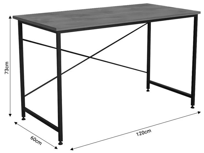 Γραφείο εργασίας Karvem pakoworld oak-μαύρο μελαμίνης 120x60x73εκ - 321-000024