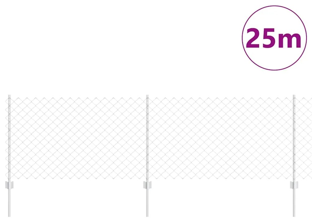 vidaXL Φράχτης με Στήλες. Ασημί 0.8 x 25 m Ατσάλι