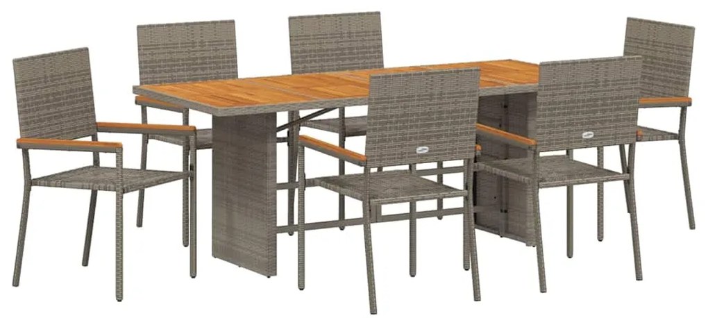 vidaXL Σέτ φαγητού για κήπο 7 pcs Γκρι 190 x 80 x 75 εκ.