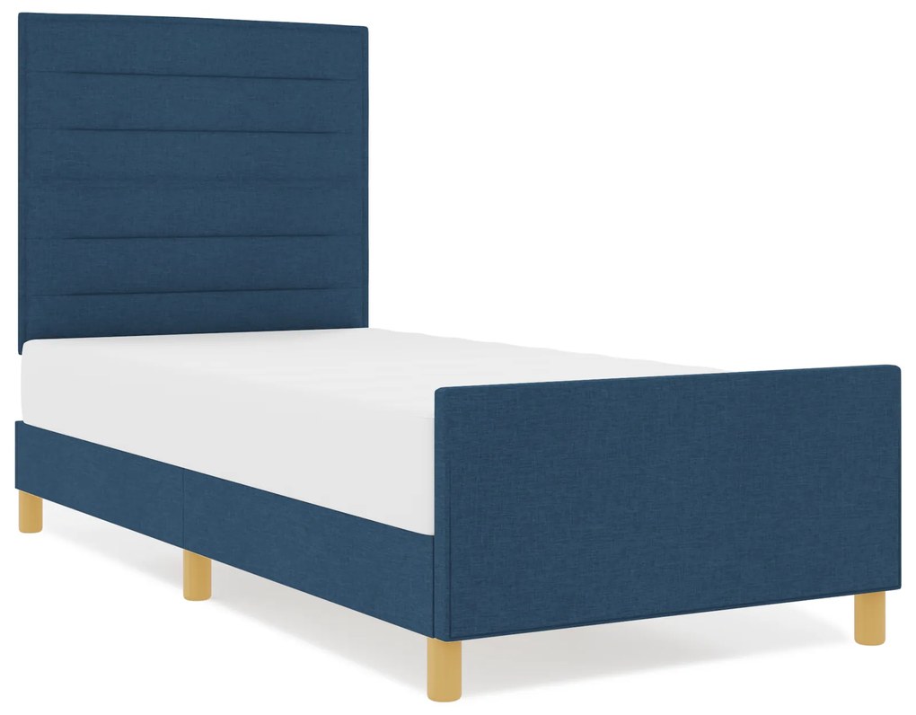 vidaXL Σκελετός Κρεβατιού με κεφαλάρι Μπλε 90 x 200 cm ύφασμα
