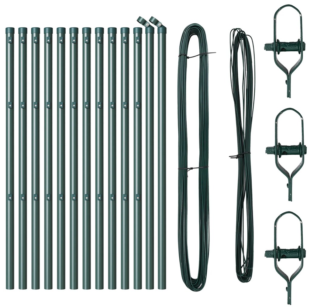 vidaXL Γκριζωποί Πόλοι Φράχτη 13 τεμάχια Ø32 mm 80 cm Γαλβανισμένος Χάλυβας