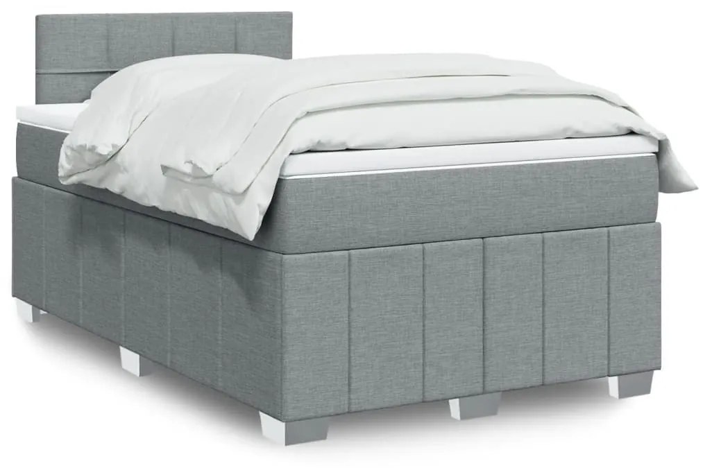 Κρεβάτι Boxspring με Στρώμα Ανοιχτό Γκρι 120x190 εκ. Υφασμάτινο 3287007