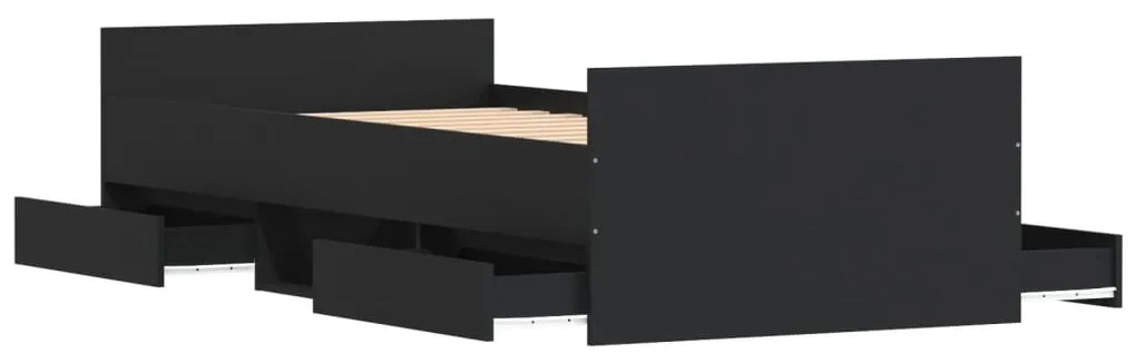 vidaXL Πλαίσιο Κρεβατιού με Κεφαλάρι & Ποδαρικό Μαύρο 90 x 200 εκ.
