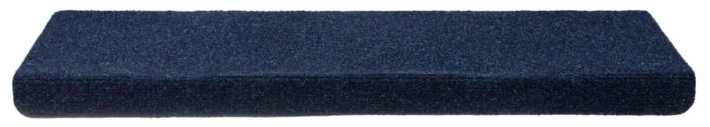 vidaXL Πατάκια Σκαλιών Αυτοκόλλητα 15 τεμ. 65x21x4 εκ. Μπλε Ναυτικό με Ορθογώνια Άκρη