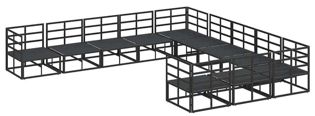 vidaXL Σετ Καναπέ Κήπου με μαξιλάρι 11 pcs Μαύρο Αλουμίνιο