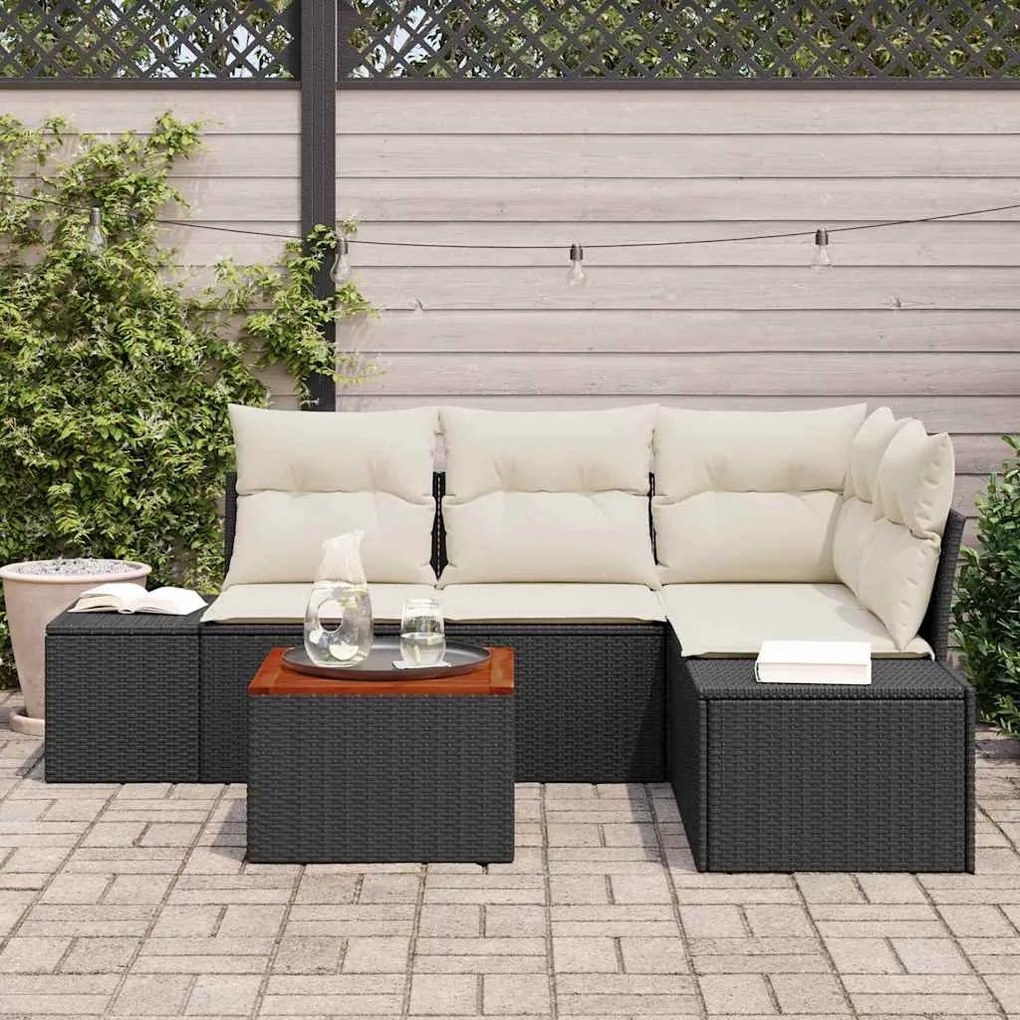vidaXL Σετ Καναπέ Κήπου 5 pcs Μαύρος, λευκός