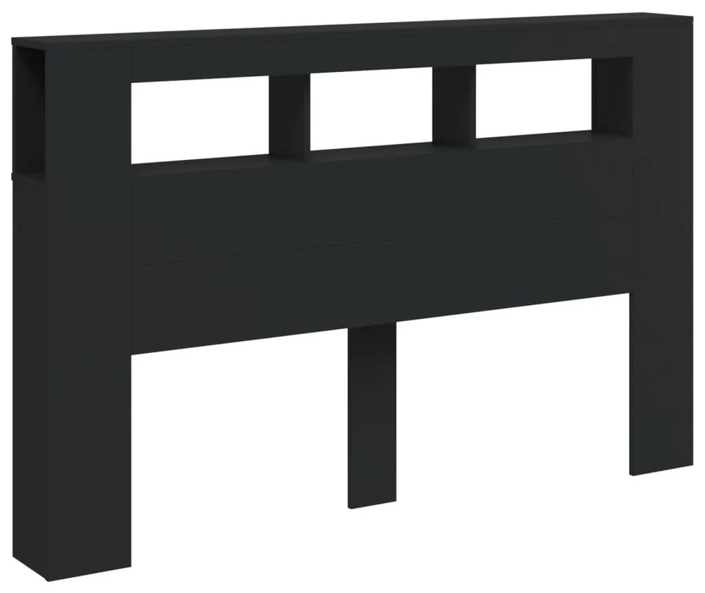vidaXL Κεφαλάρι Κρεβατιού με LED Μαύρο 160x18,5x103,5 εκ Επεξεργ. Ξύλο