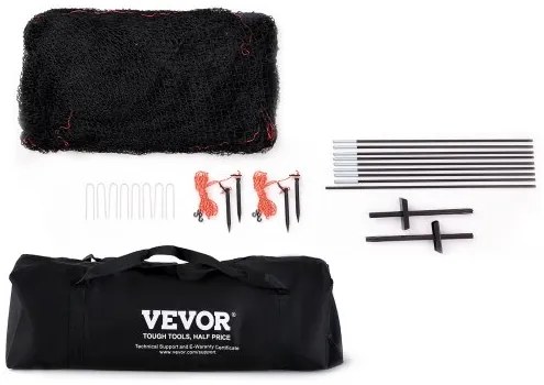 VEVOR Baseball Batting Cage, Softball and Baseball Batting Cage Net and Frame, Practice Portable Cage Net with Carry Bag, Heavy Duty Enclosed Pitching Cage, for Backyard Batting Hitting Training, 22FT