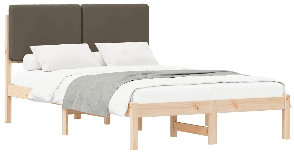 vidaXL Σκελετός Κρεβατιού με Επενδεδυμένο Κεφαλάρι Taupe 135 x 190 cm