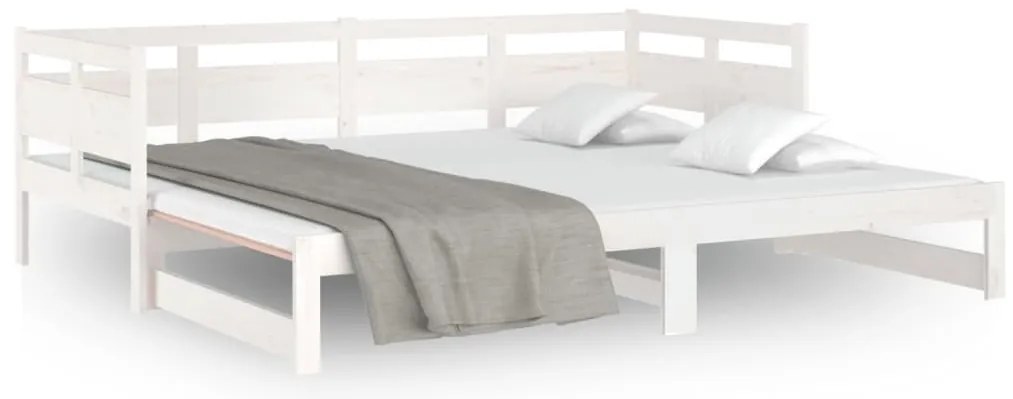 vidaXL Καναπές Κρεβάτι Συρόμενος Λευκός 2x(80x200) εκ. από Μασίφ Πεύκο