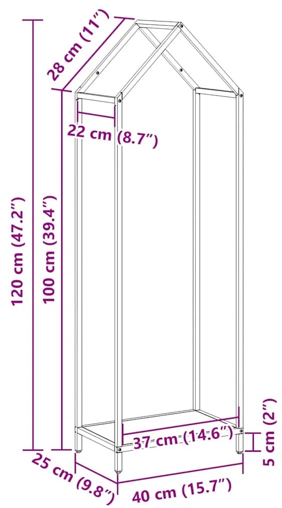 ΡΑΦΙ ΓΙΑ ΚΑΥΣΟΞΥΛΑ ΜΑΥΡΟ 40X25X120 CM ΑΤΣΑΛΙ ΨΥΧΡΗΣ ΕΛΑΣΗΣ 864299