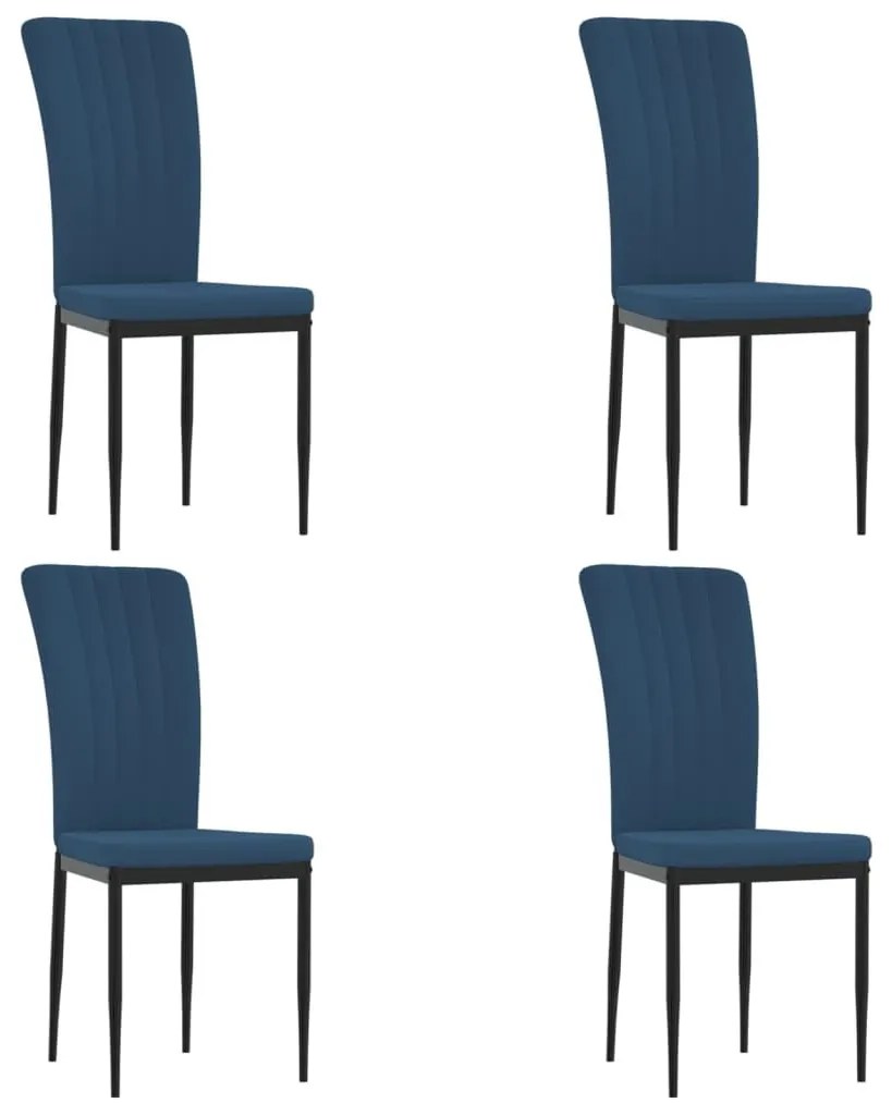 Καρέκλες Τραπεζαρίας 4 τεμ. Μπλε Βελούδινες - Μπλε