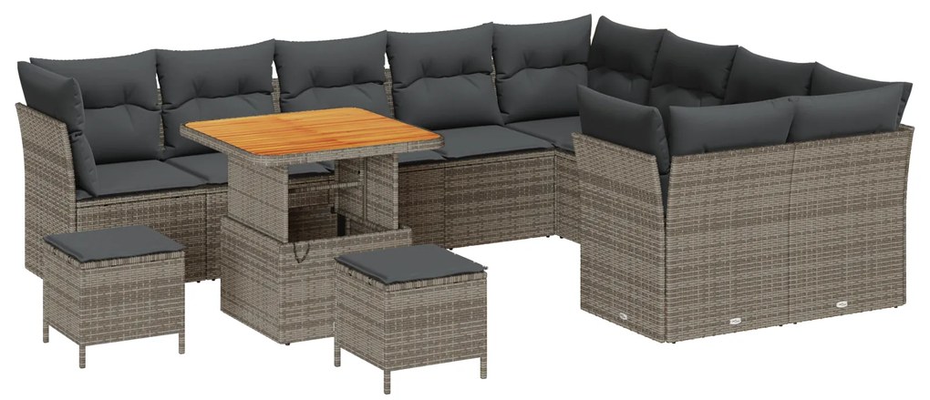 vidaXL Σετ Καναπέ Κήπου με μαξιλάρι 12 pcs Γκρι 80 x 80 x 71 cm