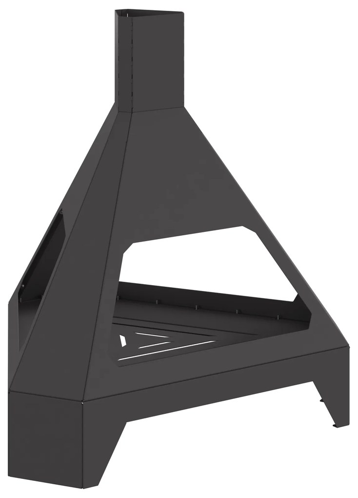 vidaXL Τζάκι με Καμινάδα Μαύρο 50x43x52 εκ Ατσάλι