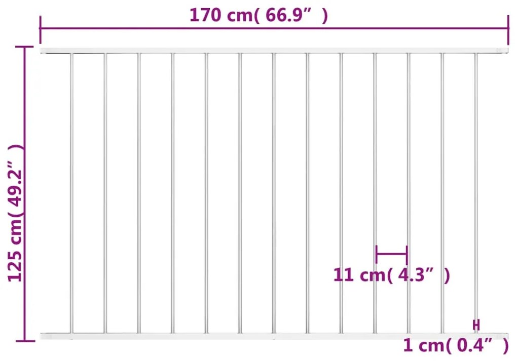 vidaXL Πάνελ Περίφραξης Λευκό 1,7x1,25 μ Ατσάλι με Ηλεκτροστατική Βαφή