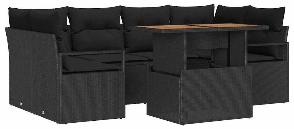 vidaXL Σετ Καναπέ Κήπου με μαξιλάρι 7 pcs Μαύρο 100 x 55 x 73 εκ
